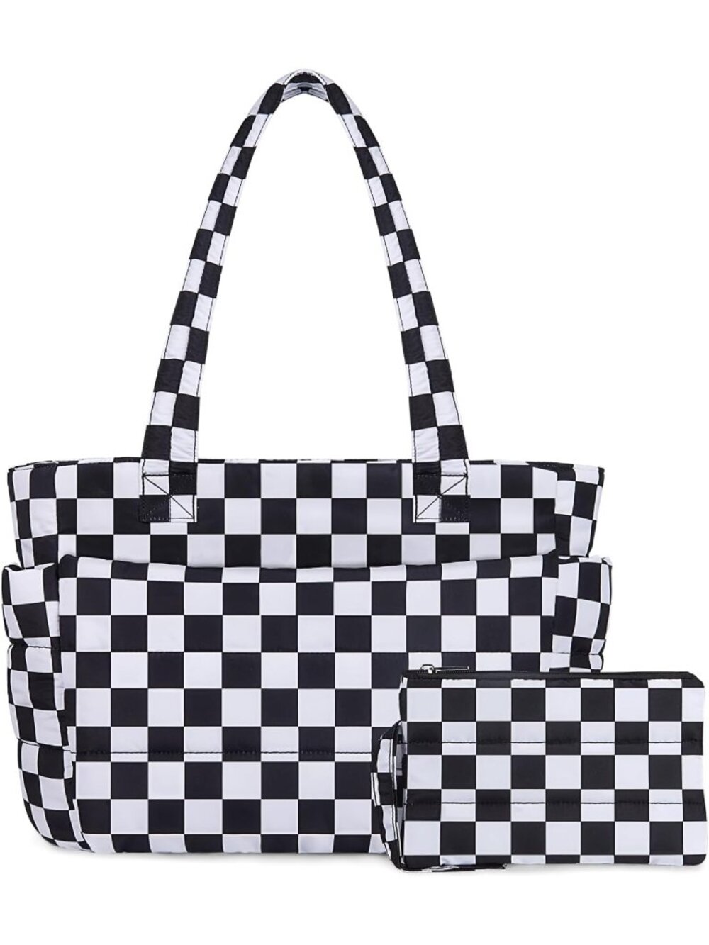 Women's Checkerboard Travel lightweight Puffy Tote Handbag Quilted Shoulder Bag